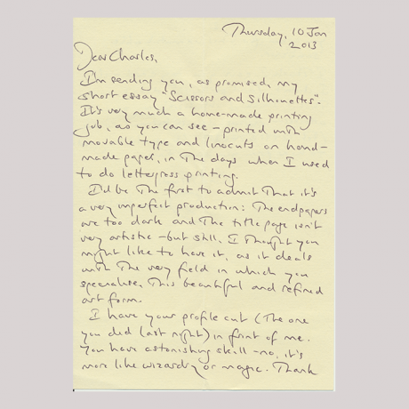 
        First page of a letter for Charles Burns